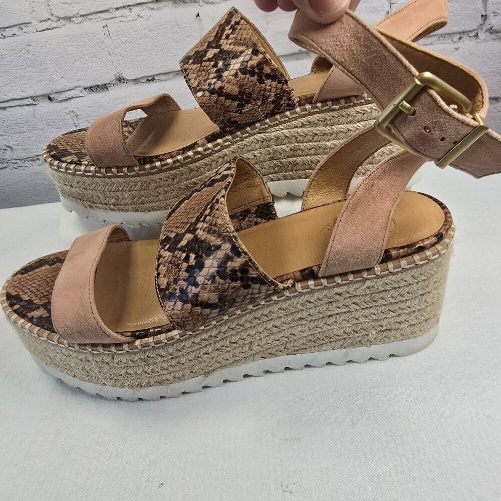 CROWN VINTAGE DAYLEN ESPADRILLE WEDGE SANDALS WOMENS SIZE 8 EUC